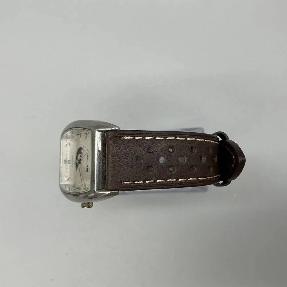 Cherokee 32-905 Womens Watch 30mm Silver Tone Moon Phase Leather Band New Batt